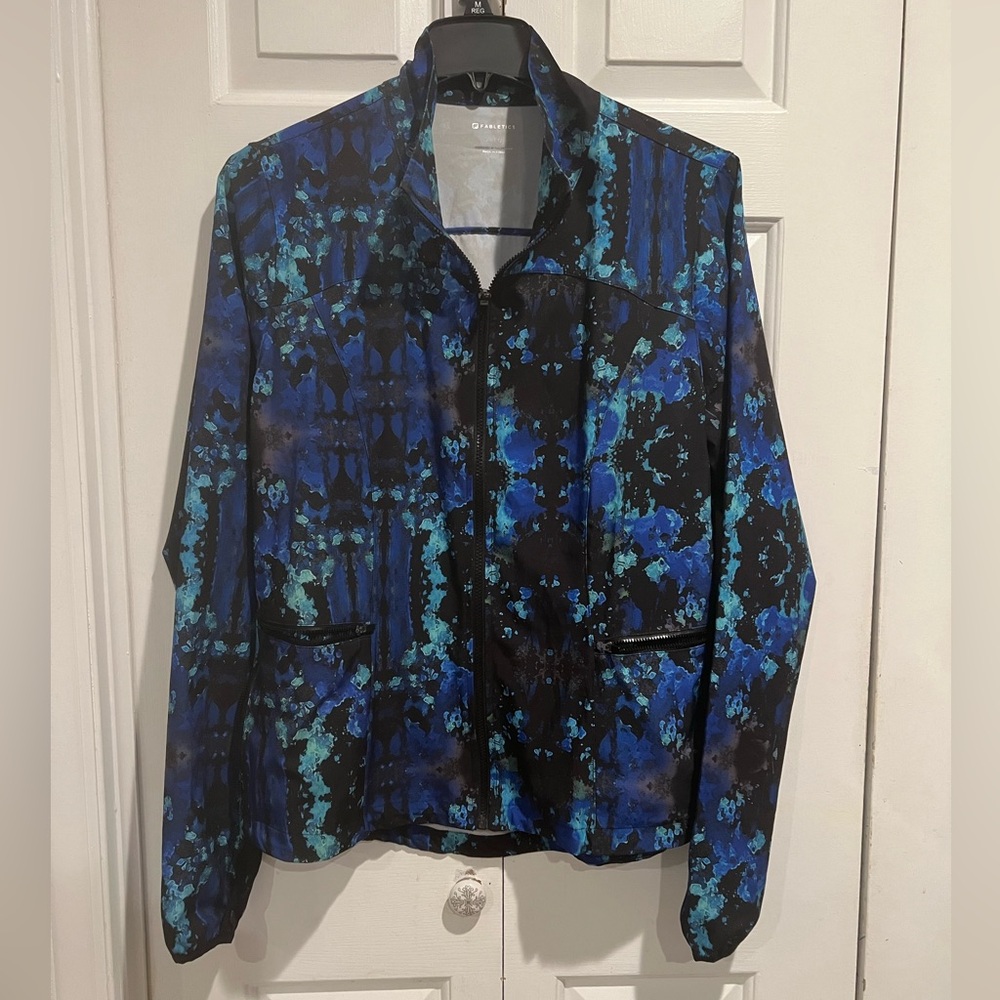 FABLETICS💙 Abstract Blue & Black Bomber Zip Jacket